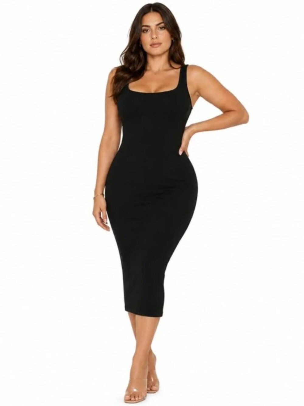 NWT and NWOT Naked Wardrobe Plus "Hourglass" midi dress in Black Size 1X, 2X